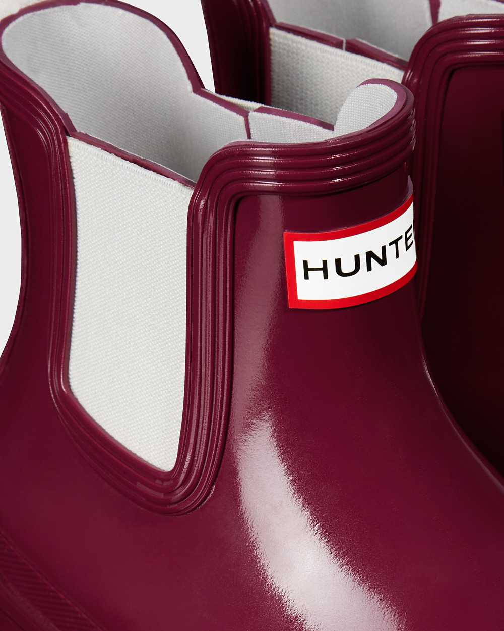 Hunter Original Gloss Women's Chelsea Boots NZ-04206P Claret/Red